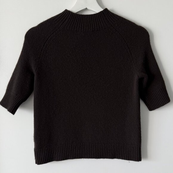 Theory Chocolate Brown Cropped Cashmere Short Sleeve Sweater – Size 4 Equivalent - Picture 2 of 4
